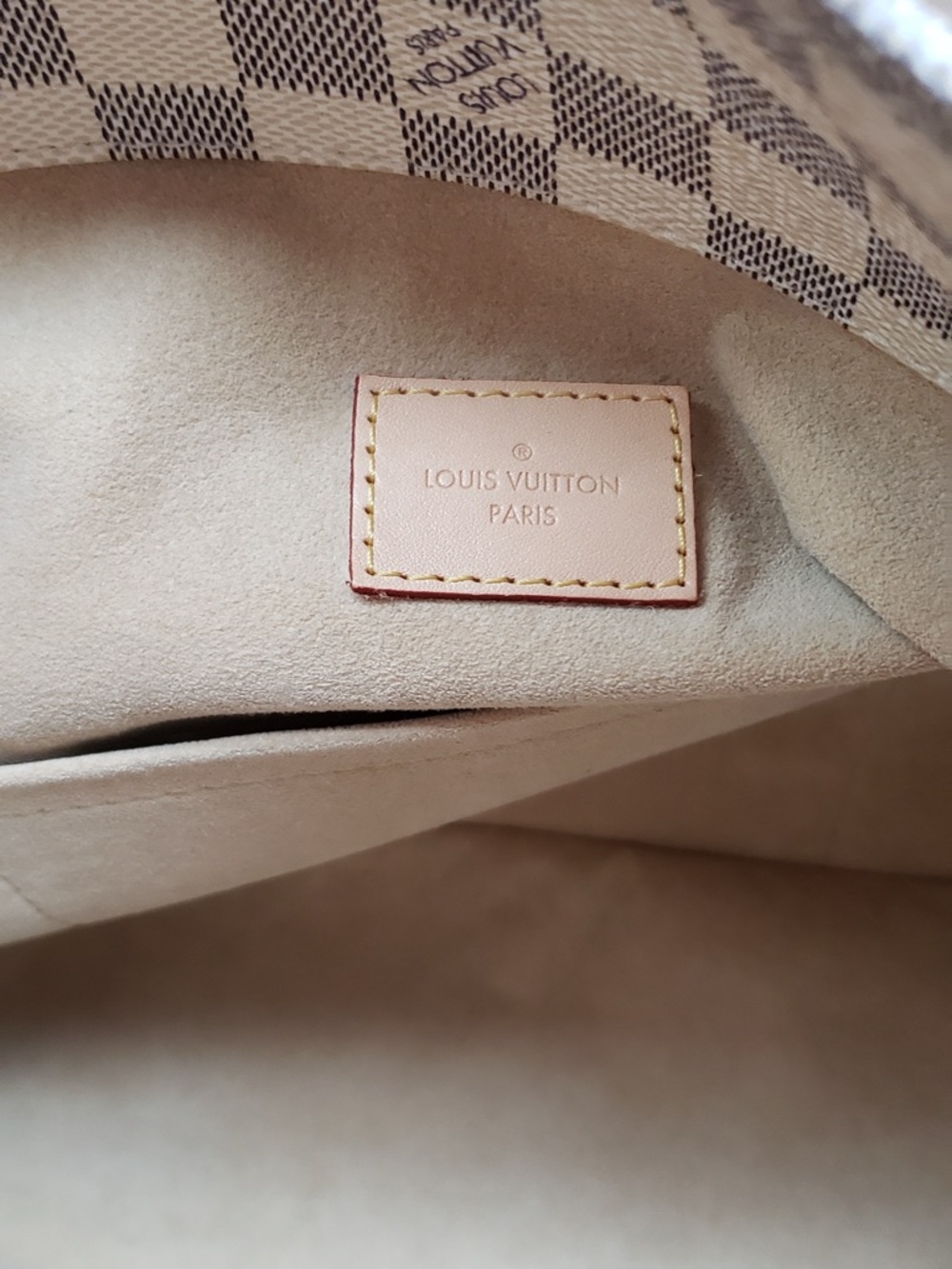 Louis Vuitton Damier Azur Check Hobo Shoulder Bag with Tan Trim - Picture 10 of 16